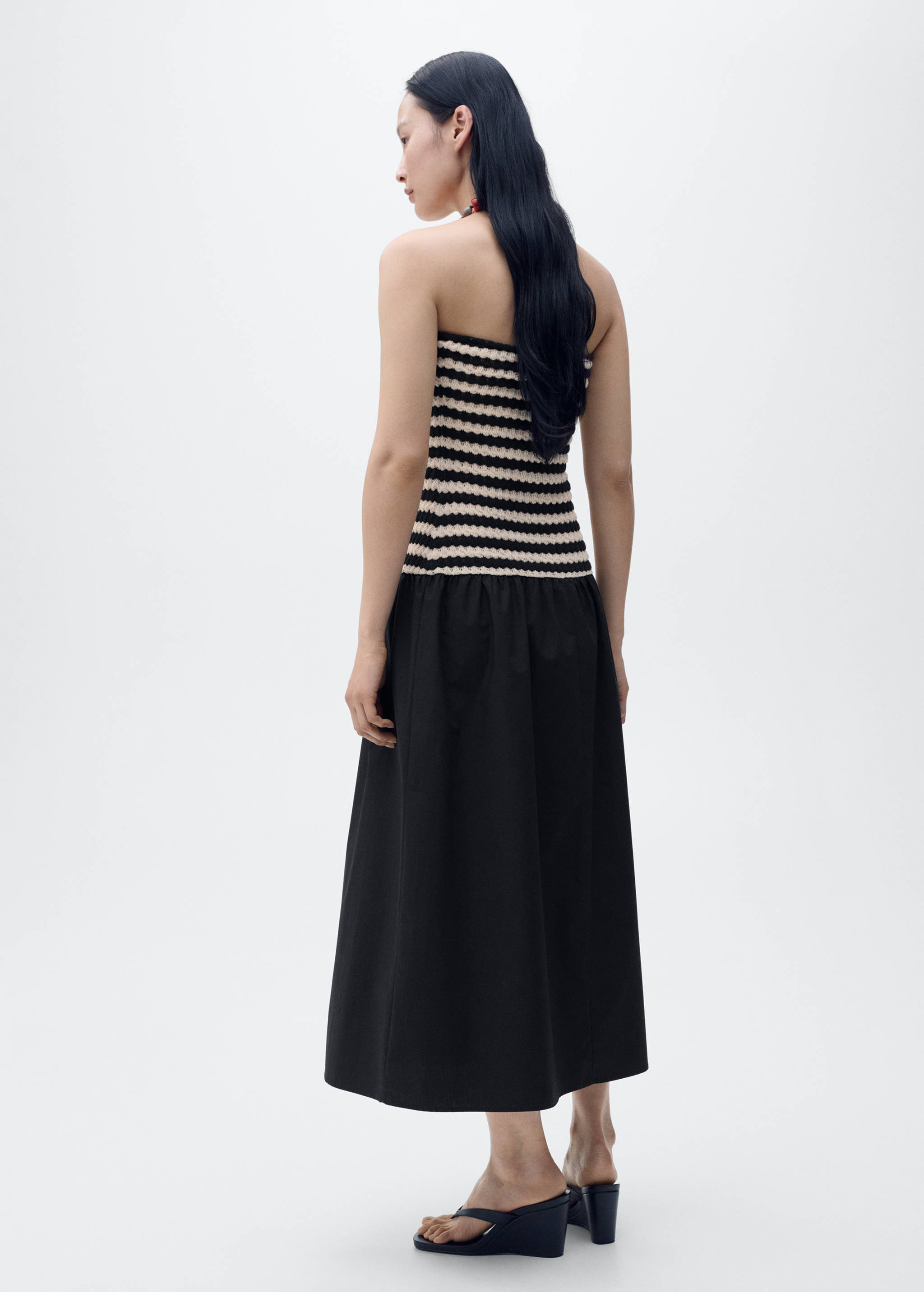 Combined striped strapless dress - Reverse of the article