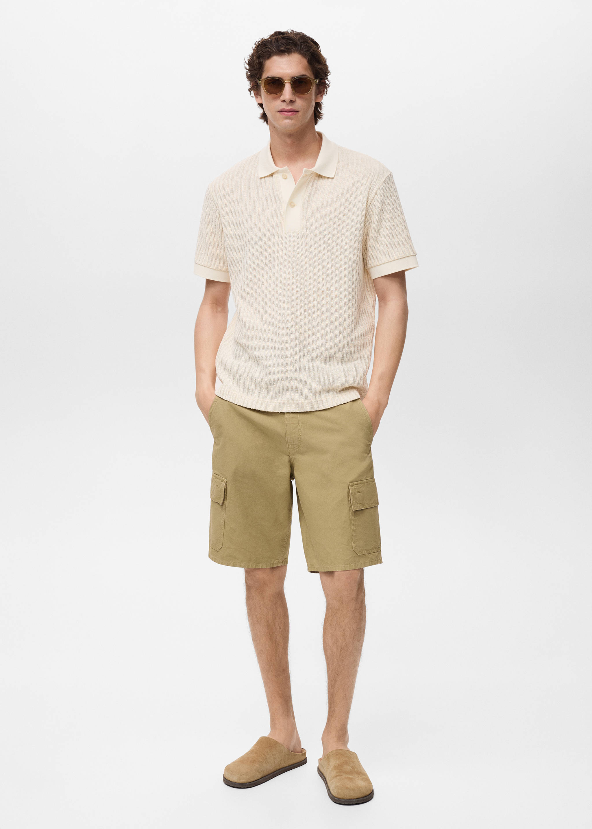 Thick rib-knit polo shirt - General plane