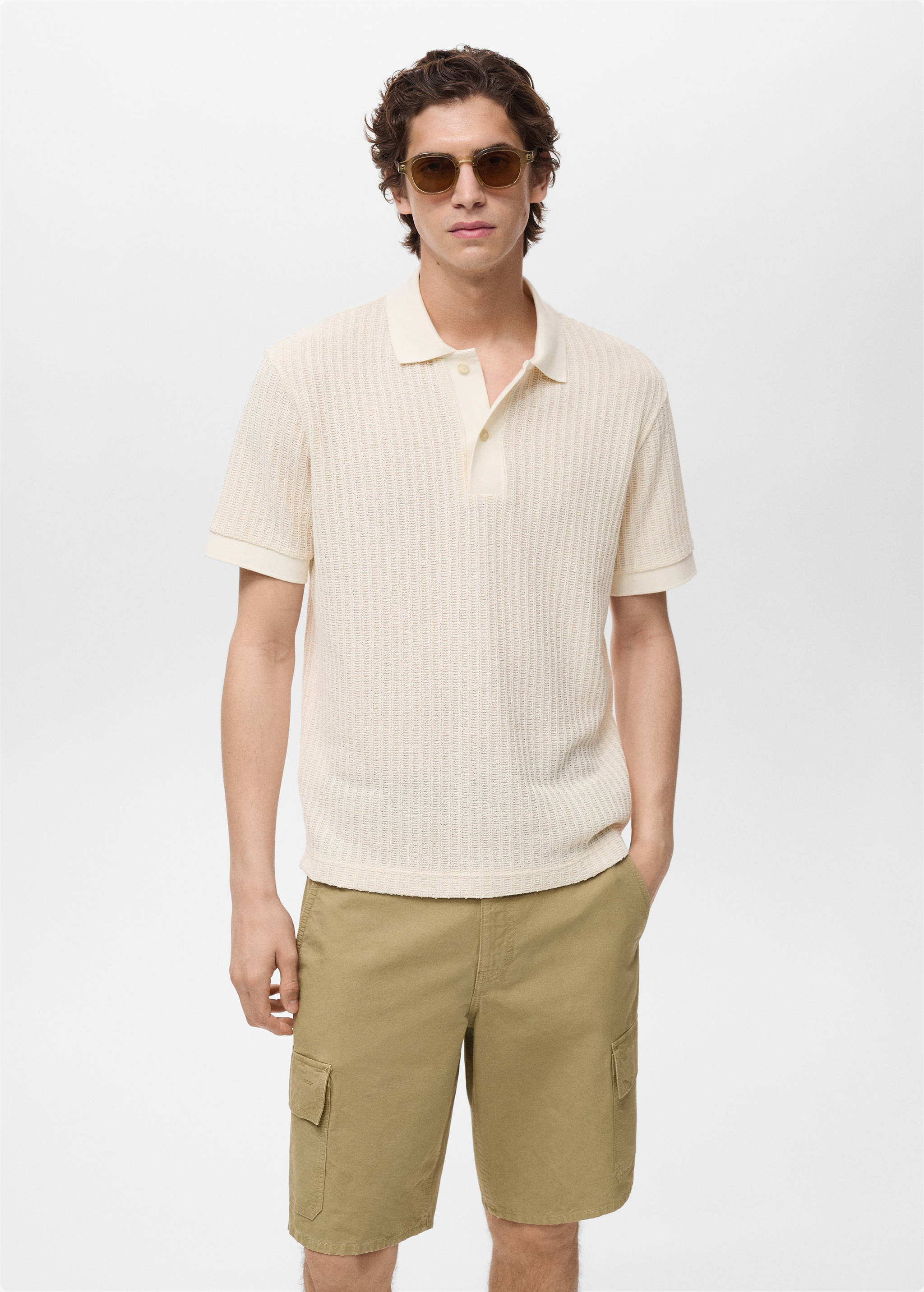 Thick rib-knit polo shirt - Medium plane