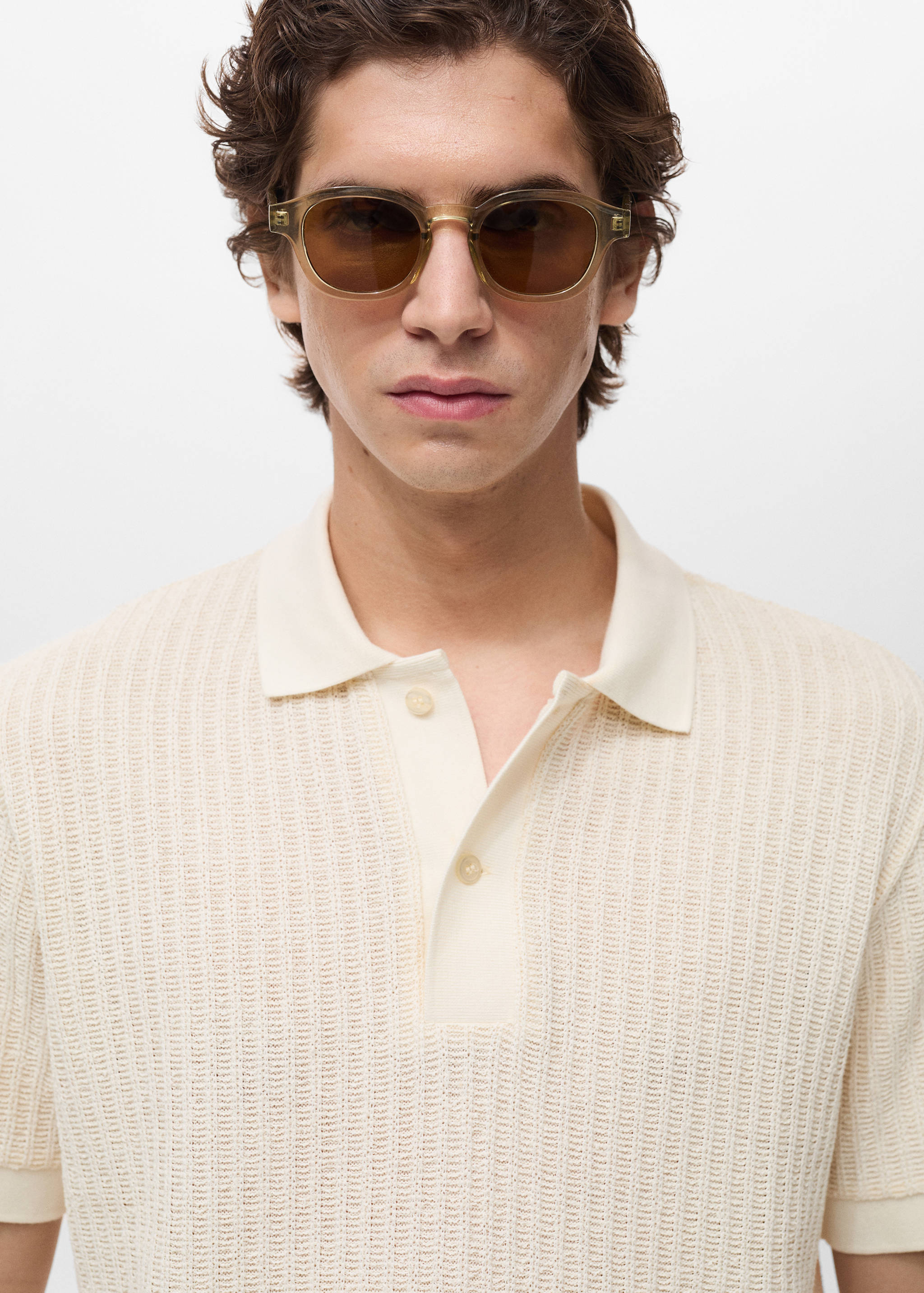 Thick rib-knit polo shirt - Details of the article 1