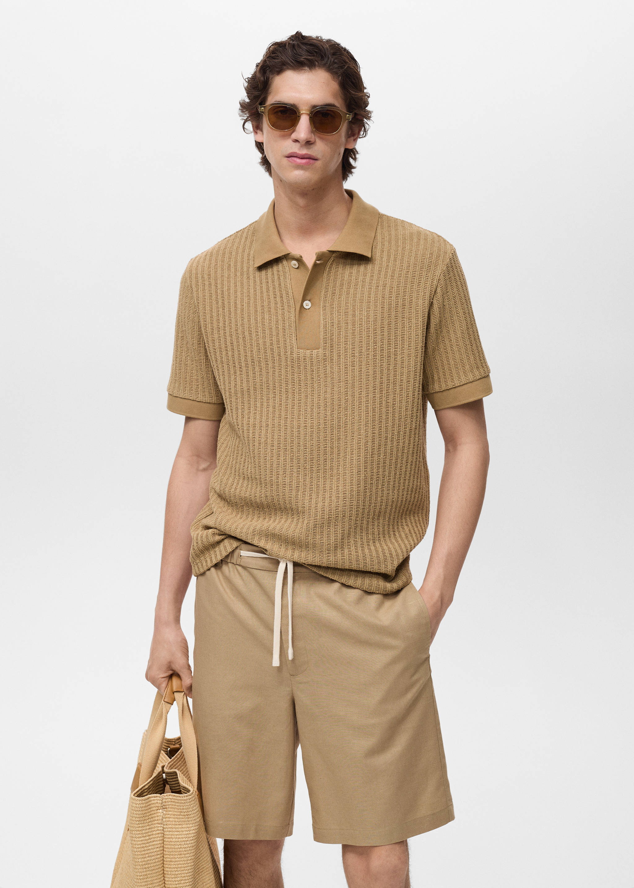 Thick rib-knit polo shirt - Medium plane