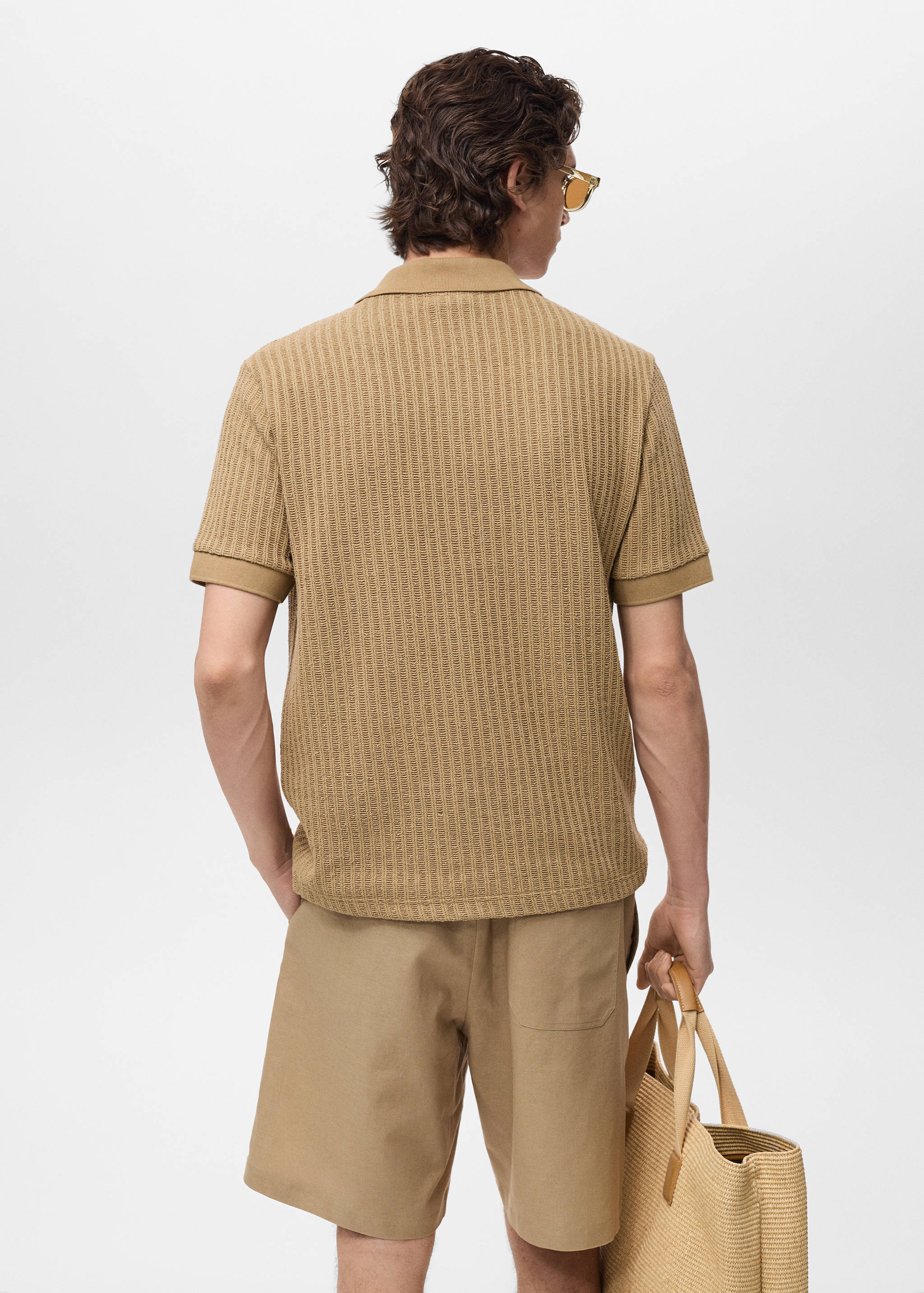 Thick rib-knit polo shirt - Reverse of the article