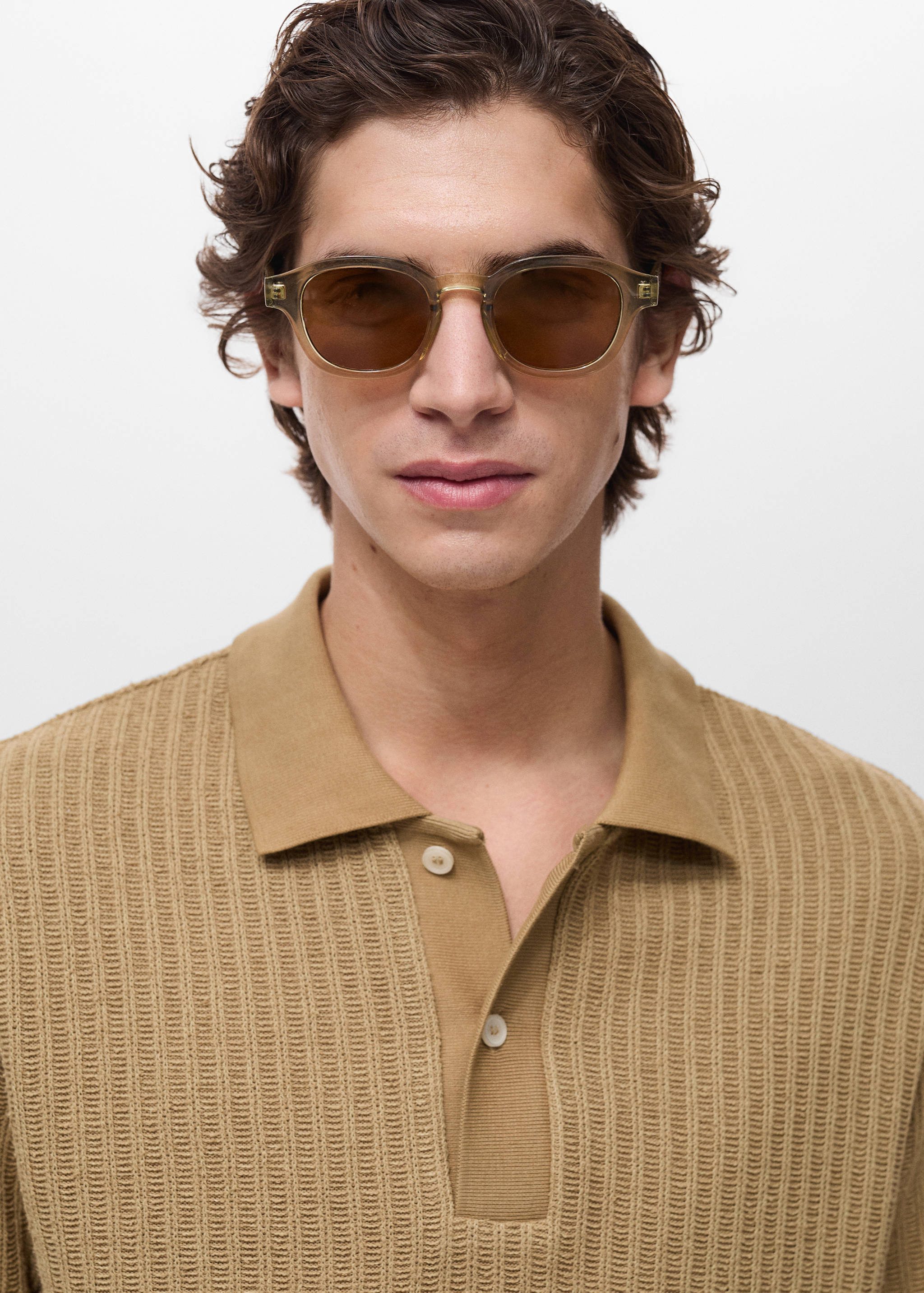 Thick rib-knit polo shirt - Details of the article 1