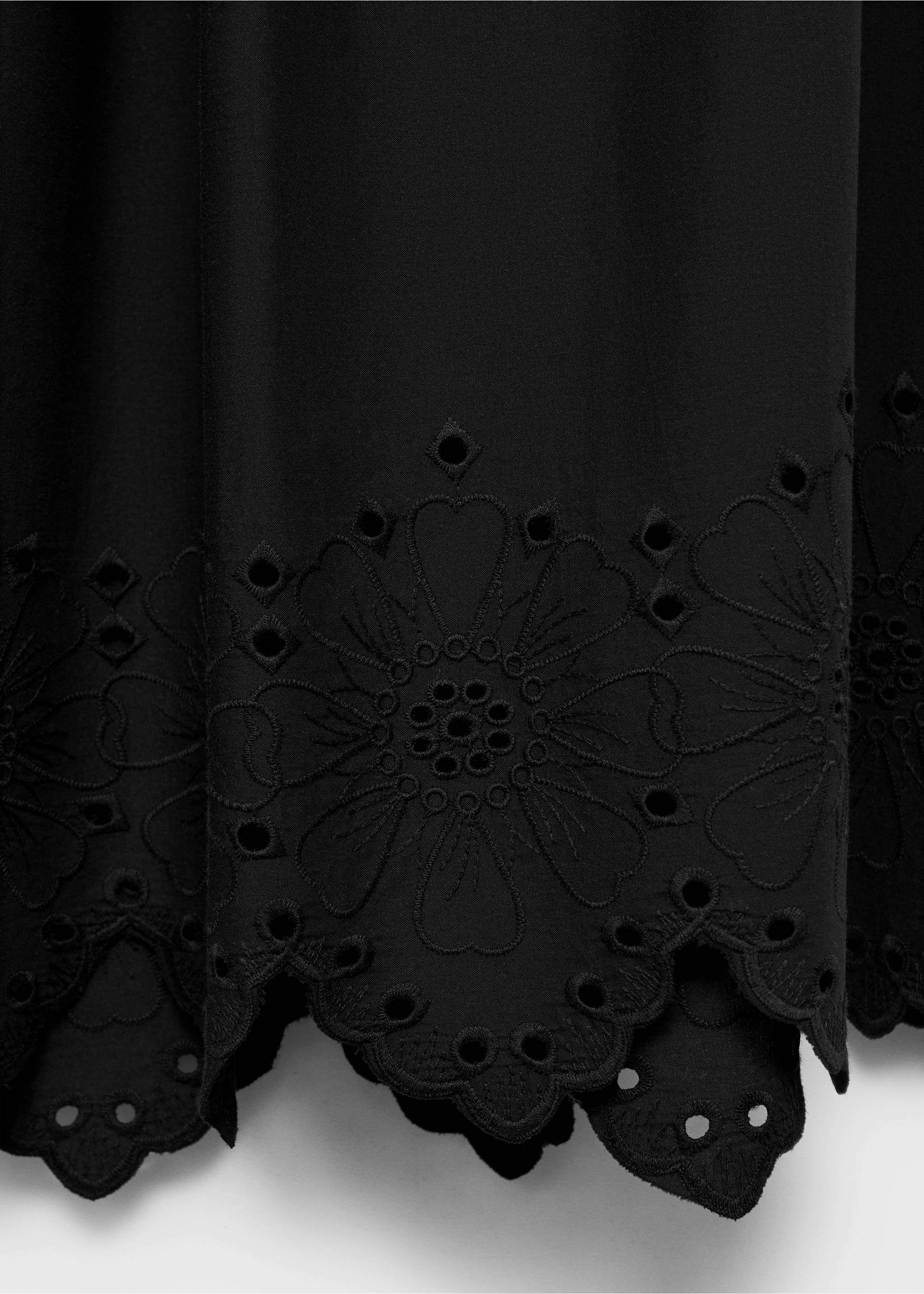 Cotton skirt with embroidered hem - Details of the article 0, Black. Ref: 87049219-00.