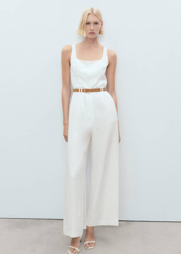 Long lyocell jumpsuit with belt — Off White