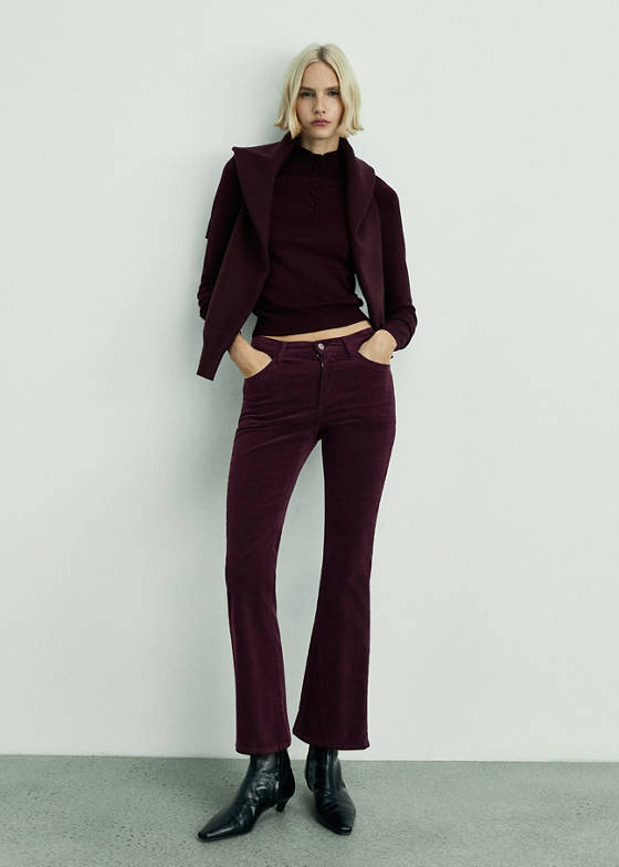 Sienna flare fitilli kadife pantolon