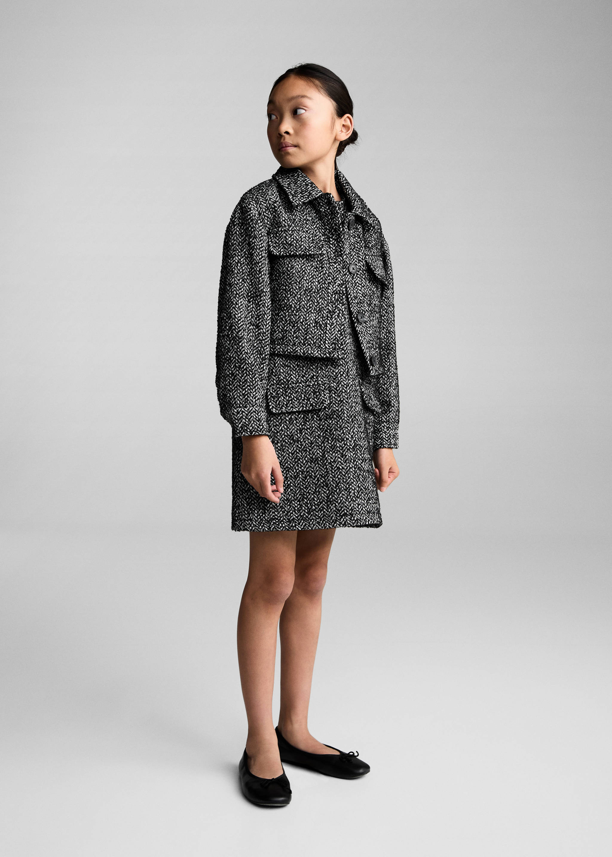 人字纹短款夹克 - null