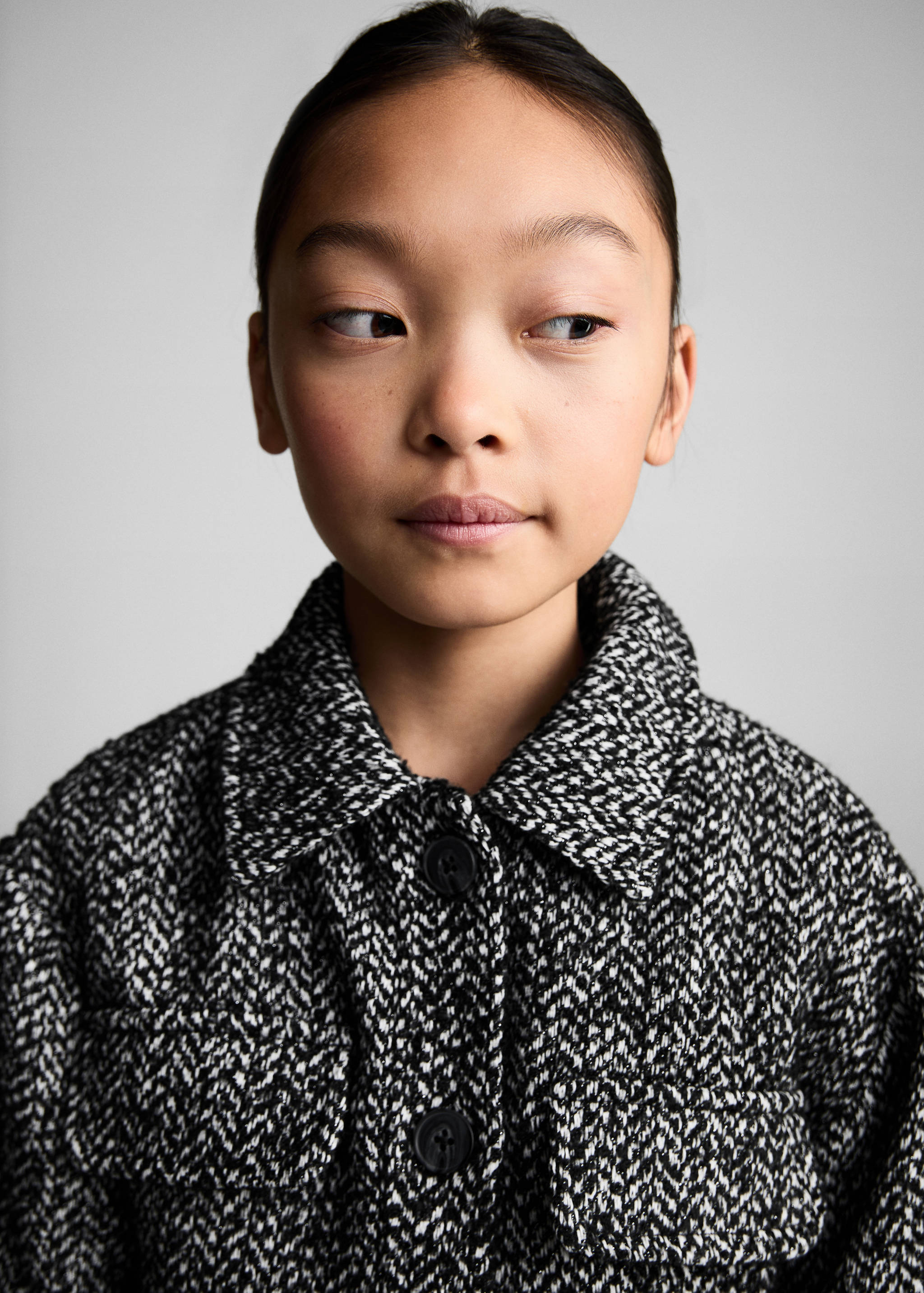 人字纹短款夹克 - null