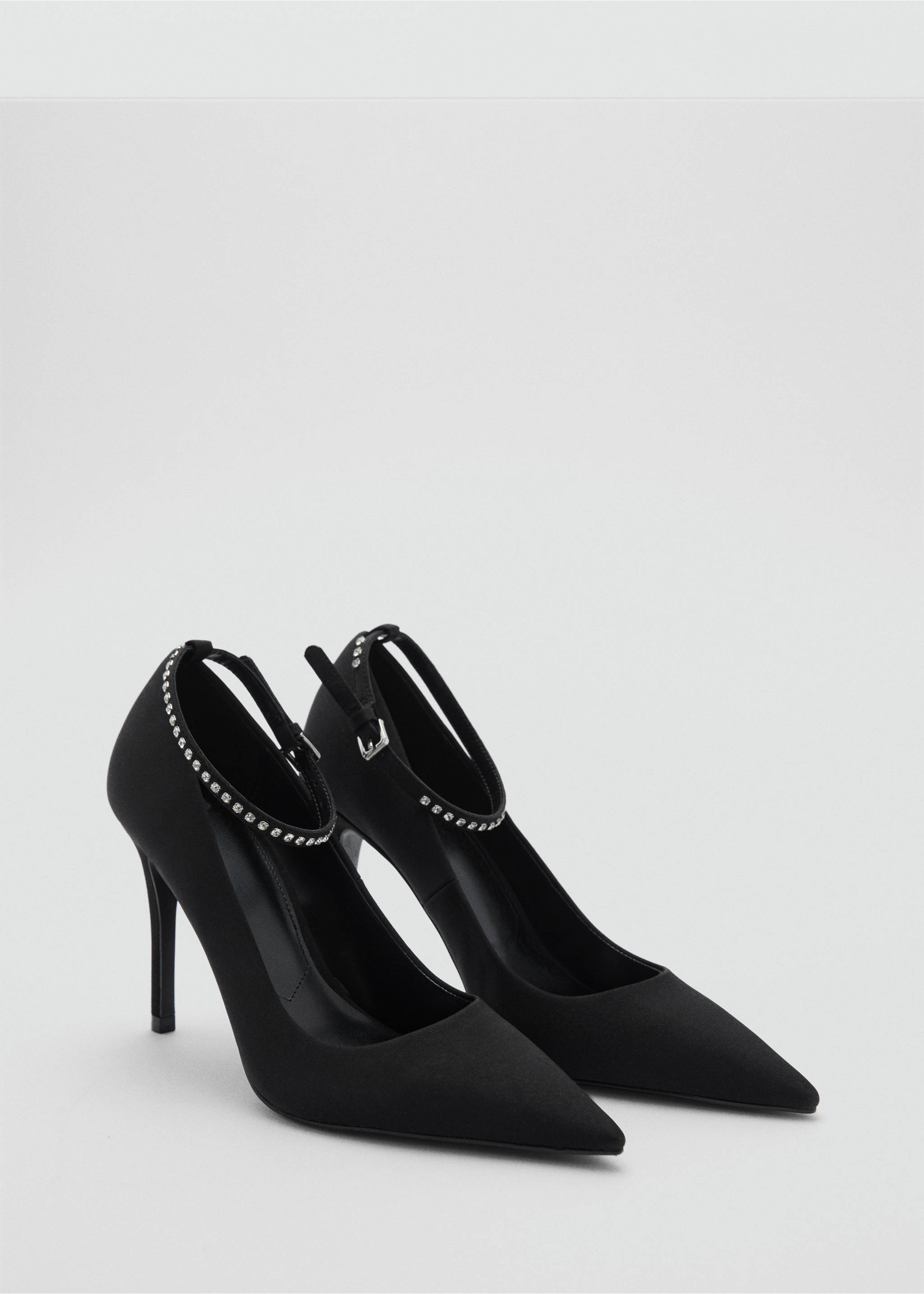 Heeled shoes with rhinestone bracelet - Medium plane, Black. Ref: 87050281-00.