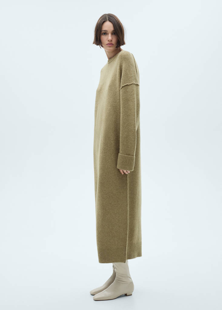 Knitted dress with ribbed finishes — Medium Green