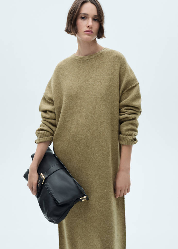 Knitted dress with ribbed finishes — Medium Green