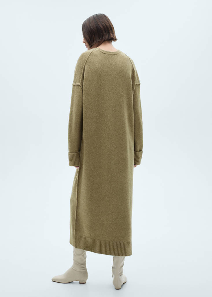 Knitted dress with ribbed finishes — Medium Green