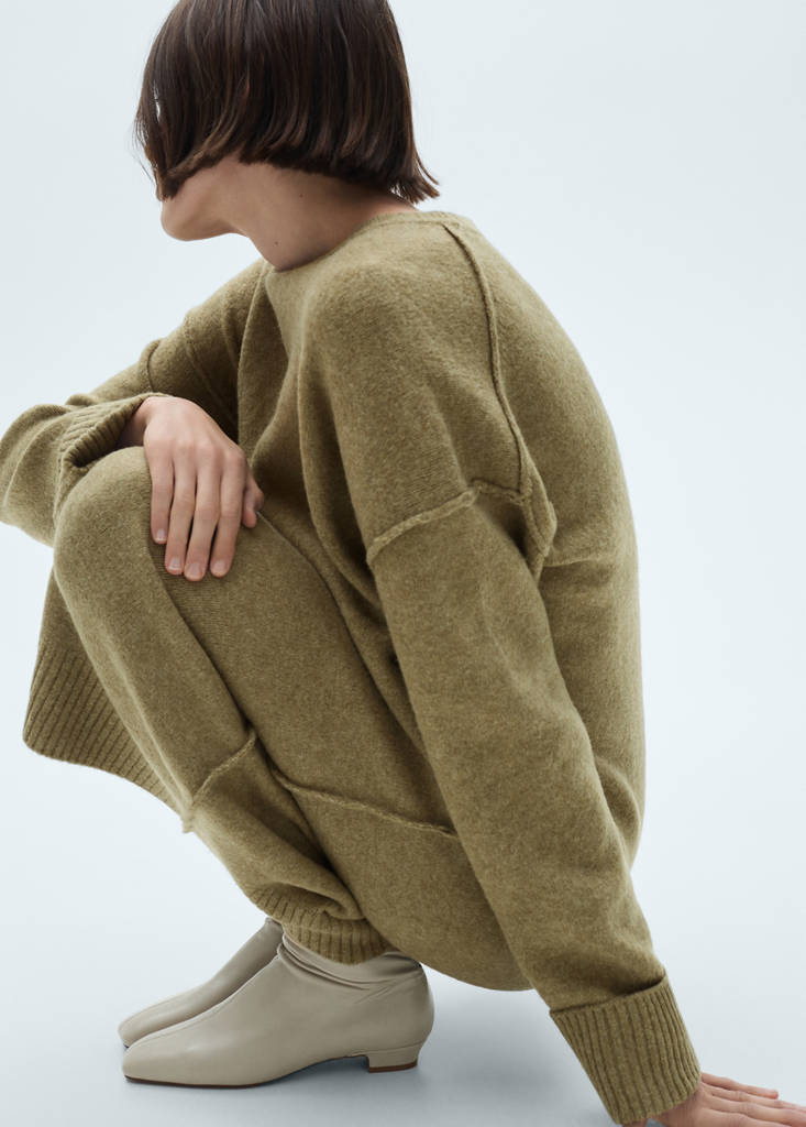 Knitted dress with ribbed finishes — Medium Green