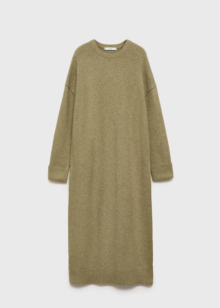 Knitted dress with ribbed finishes — Medium Green
