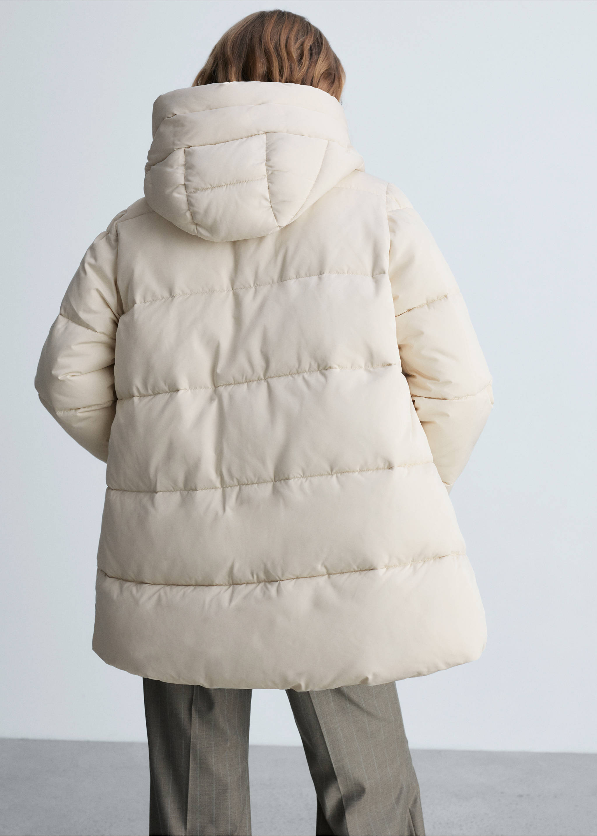 Anorak midi acolchado capucha - Reverso del artículo, Crudo. Ref: 87050306-00.