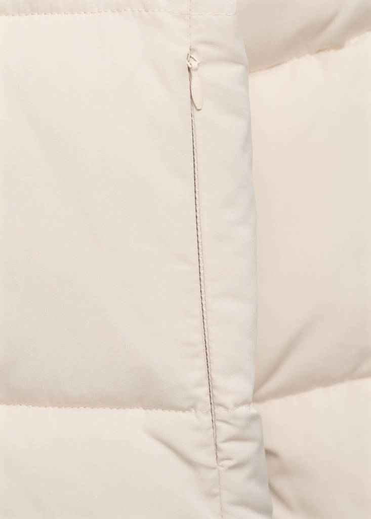 Midi quilted anorak with hood — Ecru