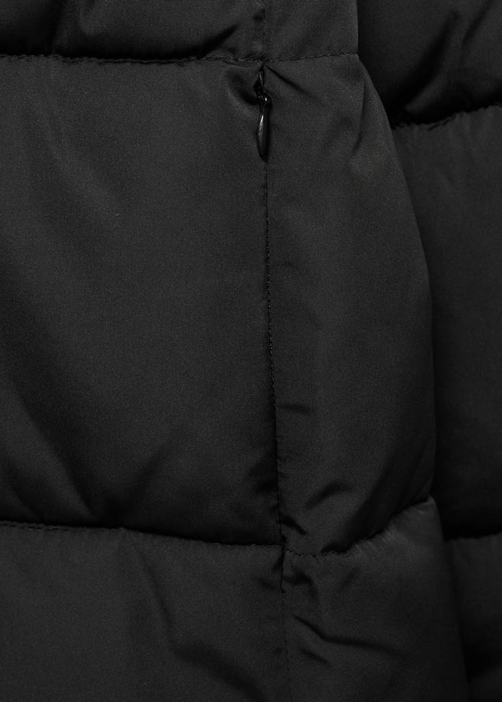 Midi quilted anorak with hood — Black