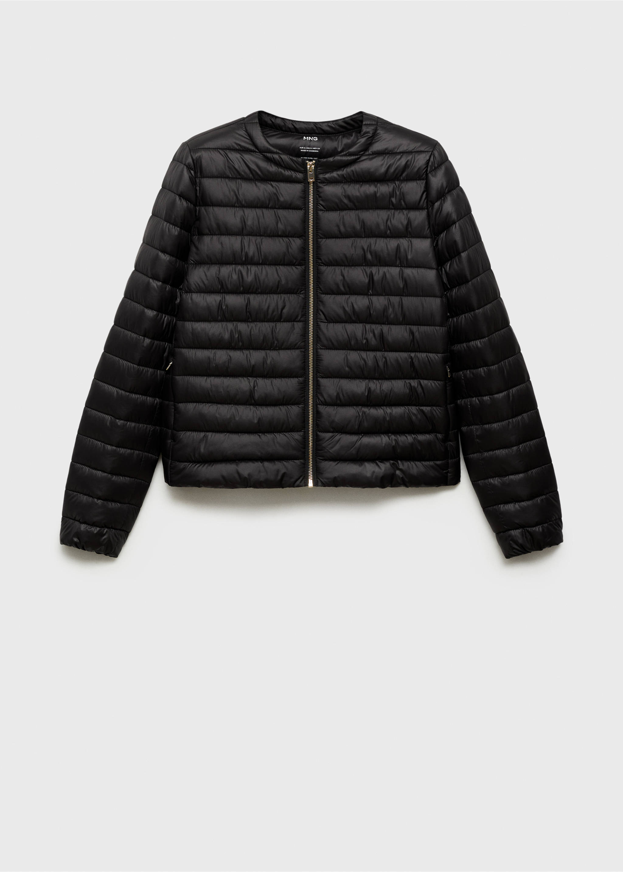 Short padded anorak with pockets - Article without model, Black. Ref: 87050349-00.