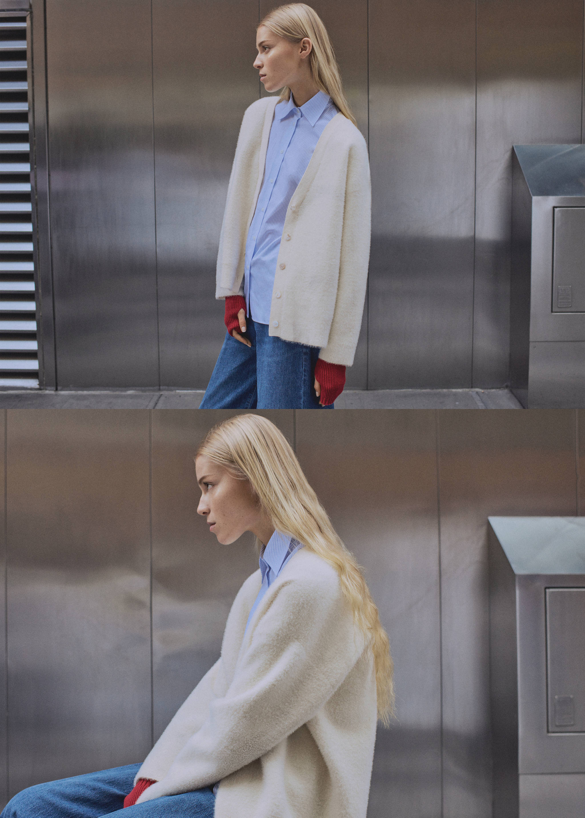 Faux-fur knitted cardigan - Details of the article 2