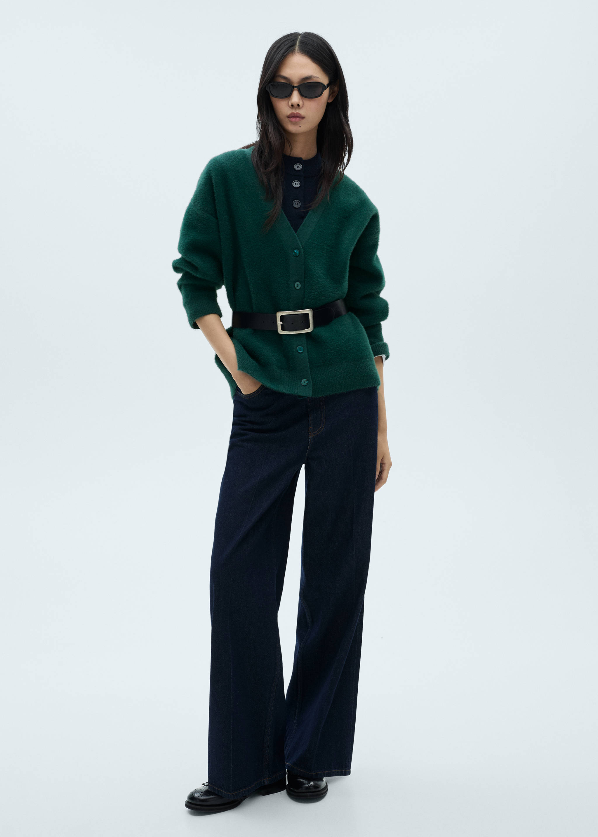 Faux-fur knitted cardigan - General plane