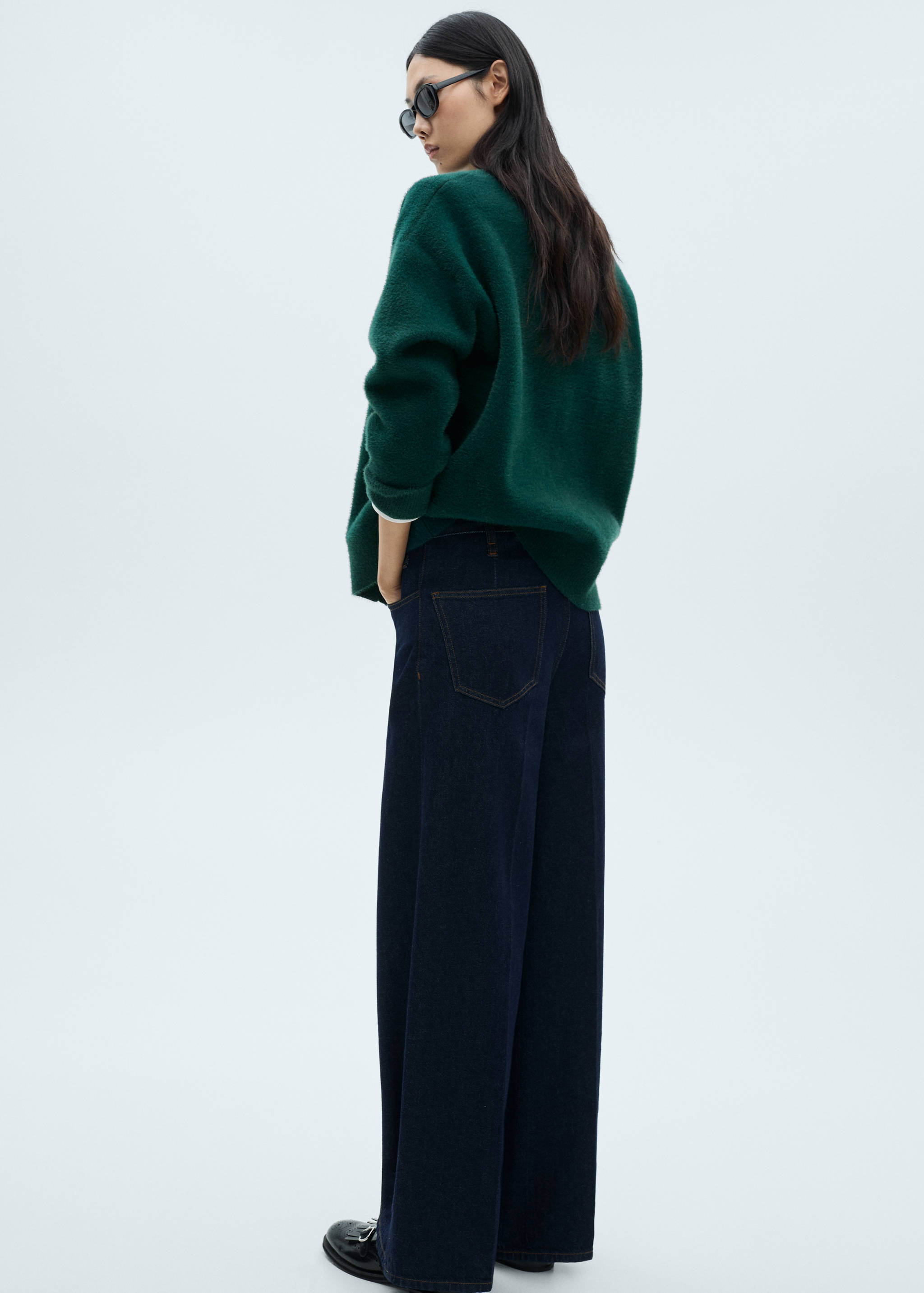 Faux-fur knitted cardigan - Reverse of the article