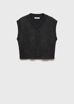 V-neck knitted gilet — Medium Heather Grey 5