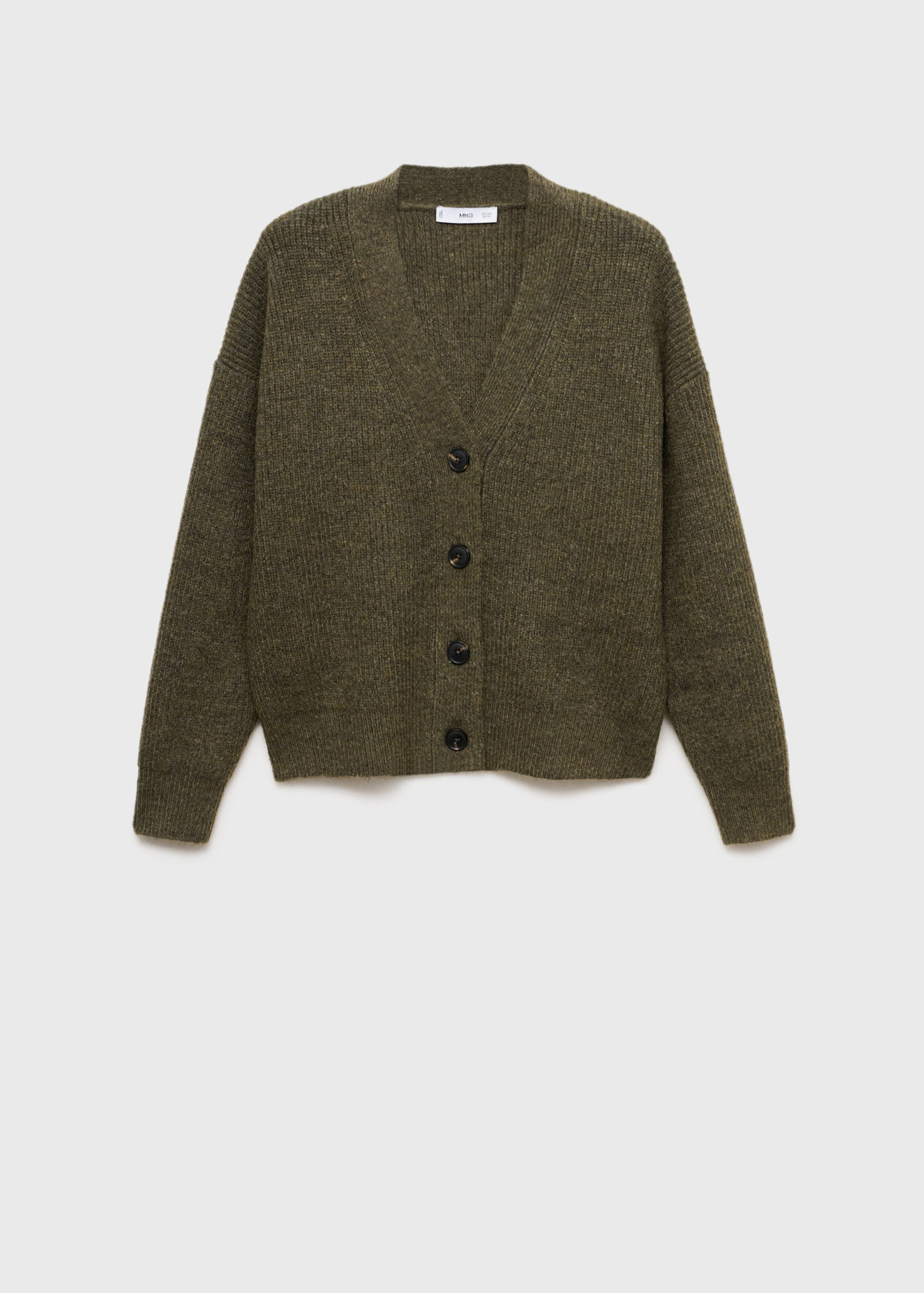 Cárdigan canalé cuello pico - Artículo sin modelo