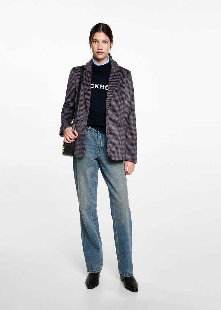 Lapels Houndstooth suit blazer — Lilac