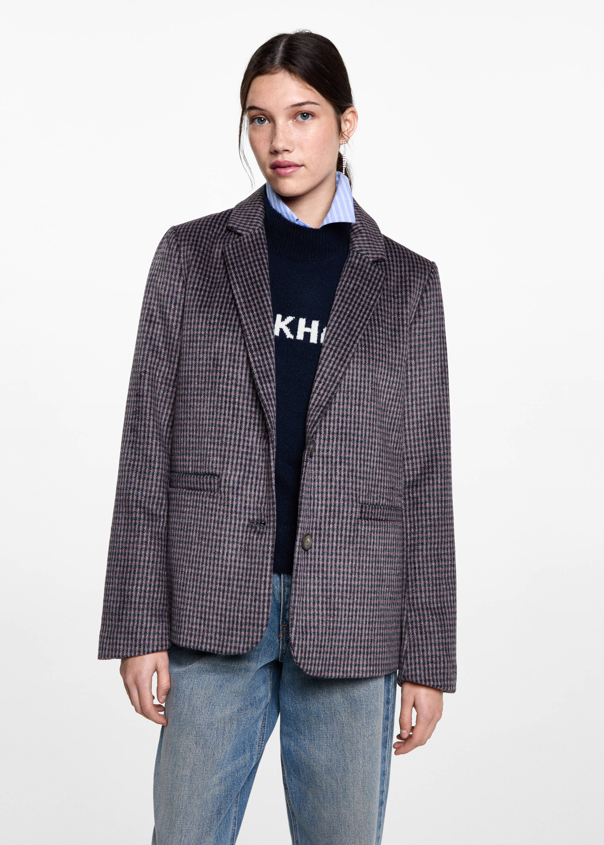 Lapels Houndstooth suit blazer - Medium plane