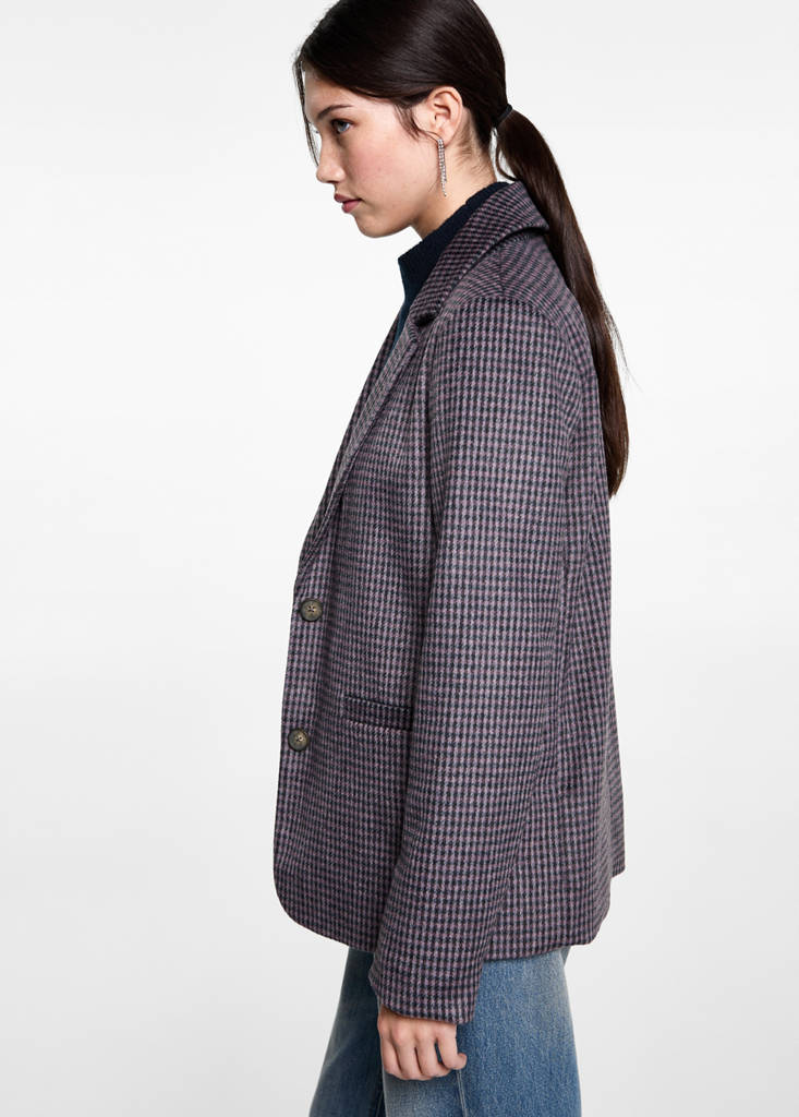 Lapels Houndstooth suit blazer — Lilac