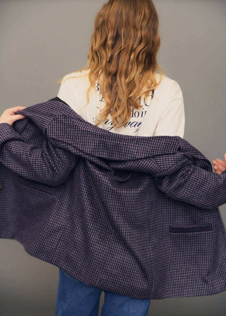 Lapels Houndstooth suit blazer — Lilac