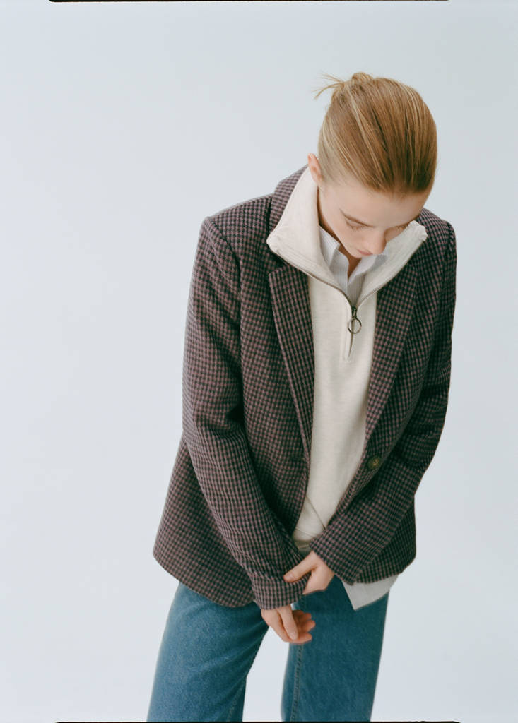 Lapels Houndstooth suit blazer — Lilac