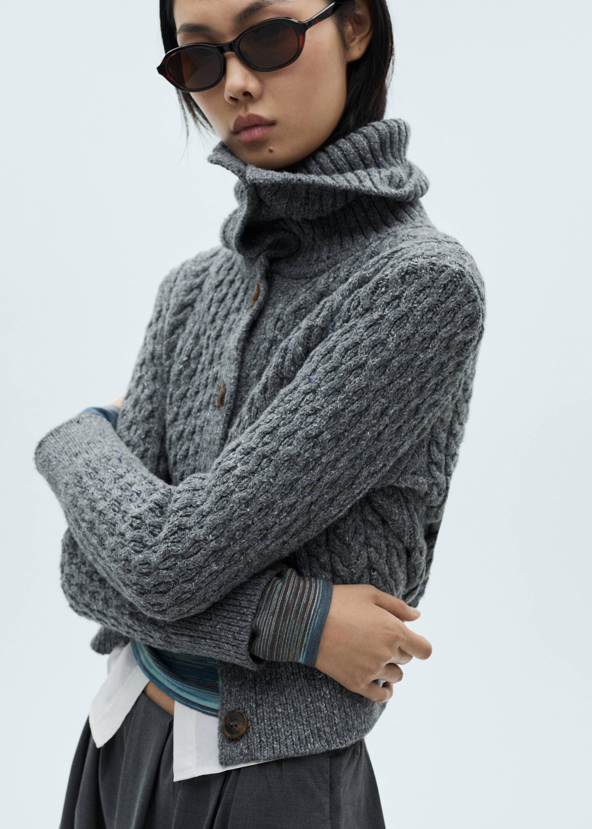 Cabled heather cardigan - Medium plane