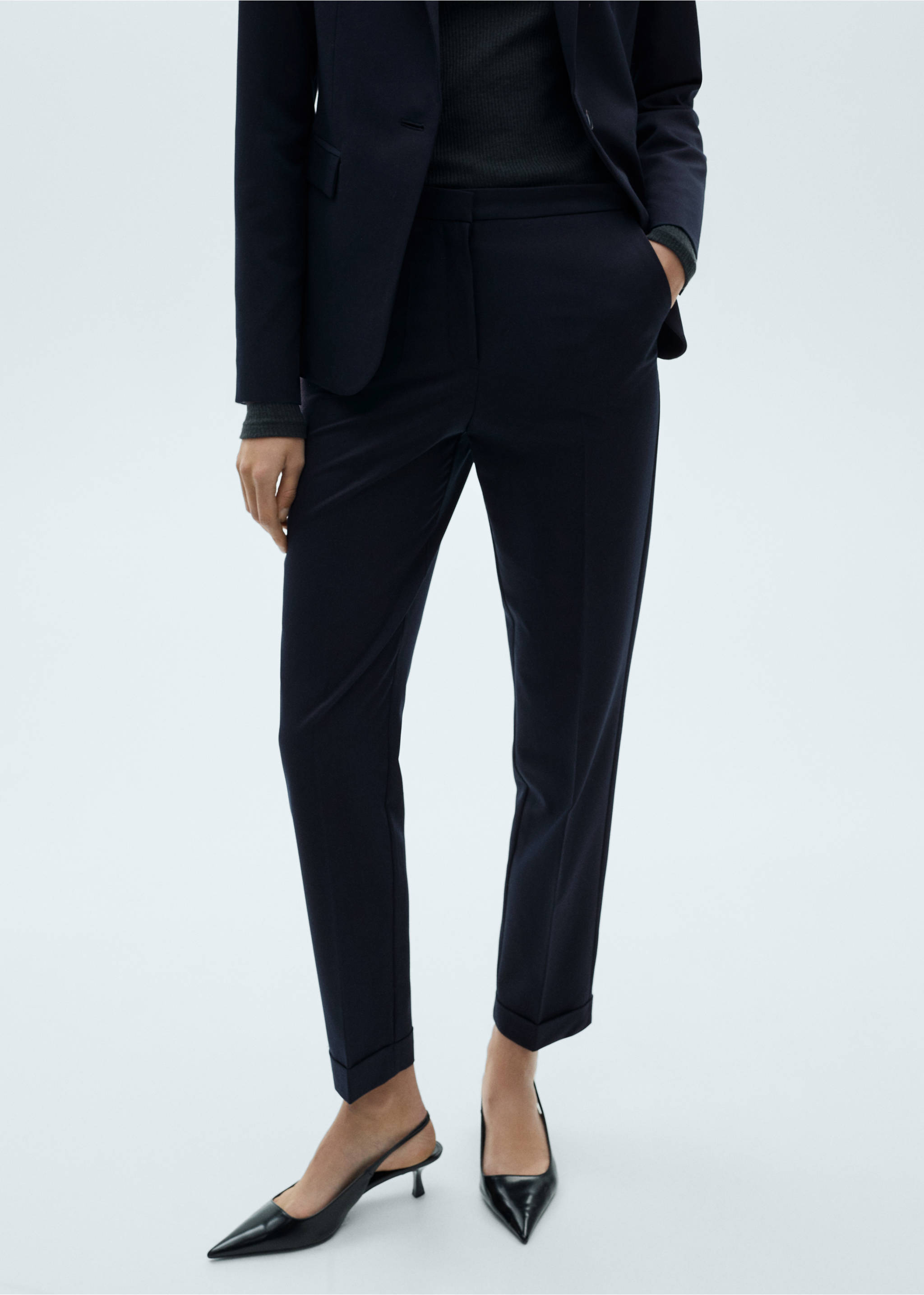 Straight suit trousers - Medium plane, Dark Navy. Ref: 87050380-00.