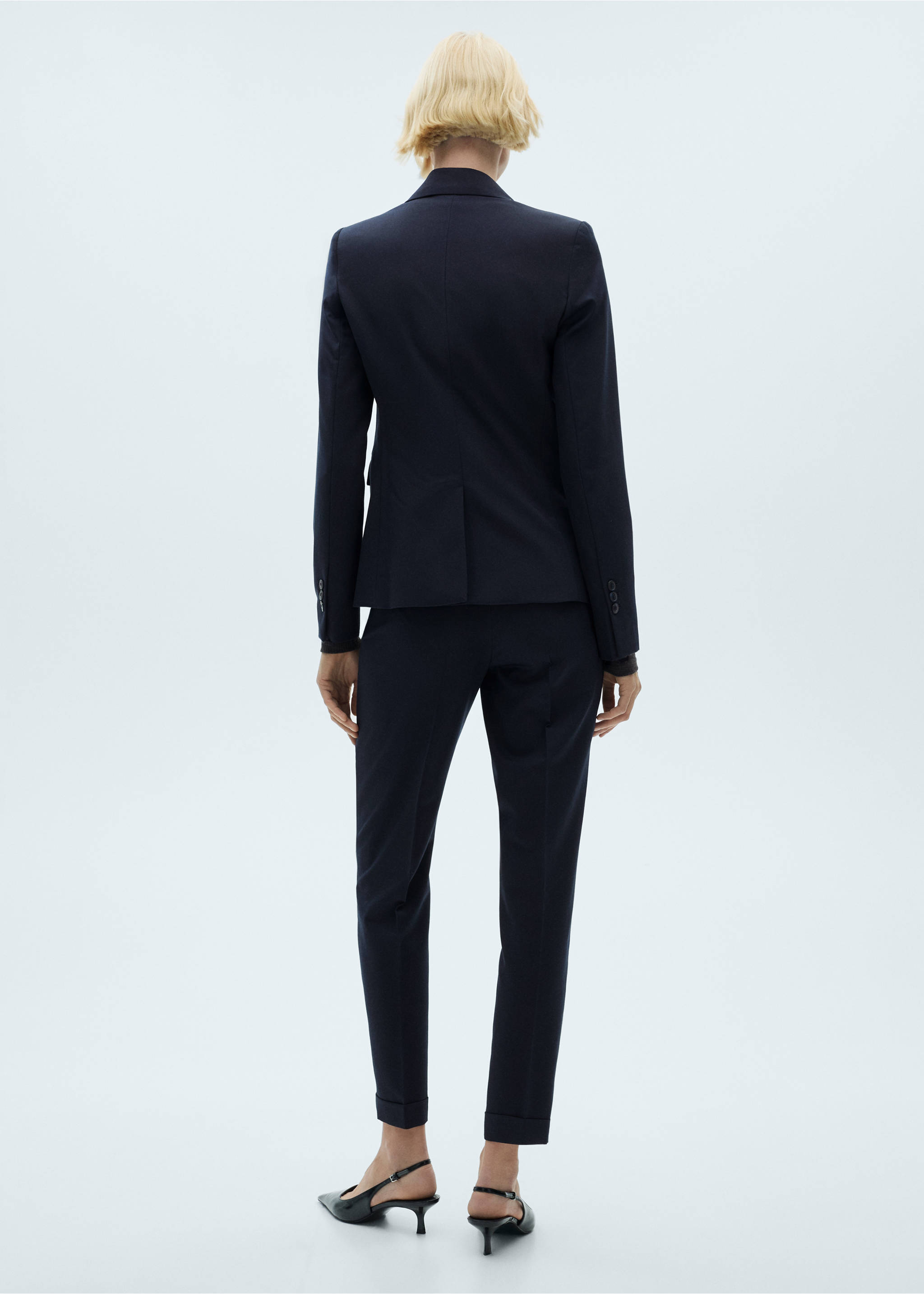 Straight suit trousers - Reverse of the article, Dark Navy. Ref: 87050380-00.