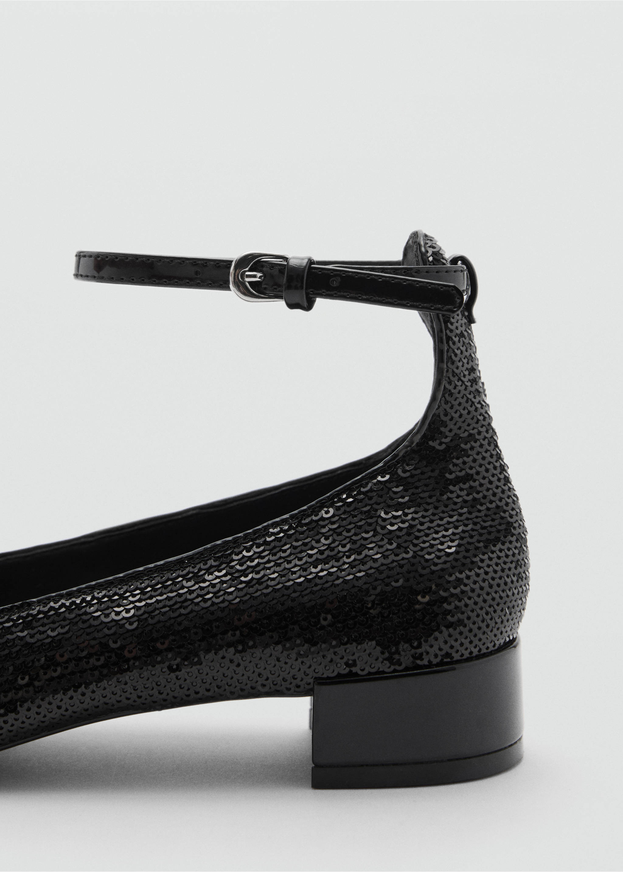 Sequin block-heel shoes - Details of the article 1, Black. Ref: 87050413-00.