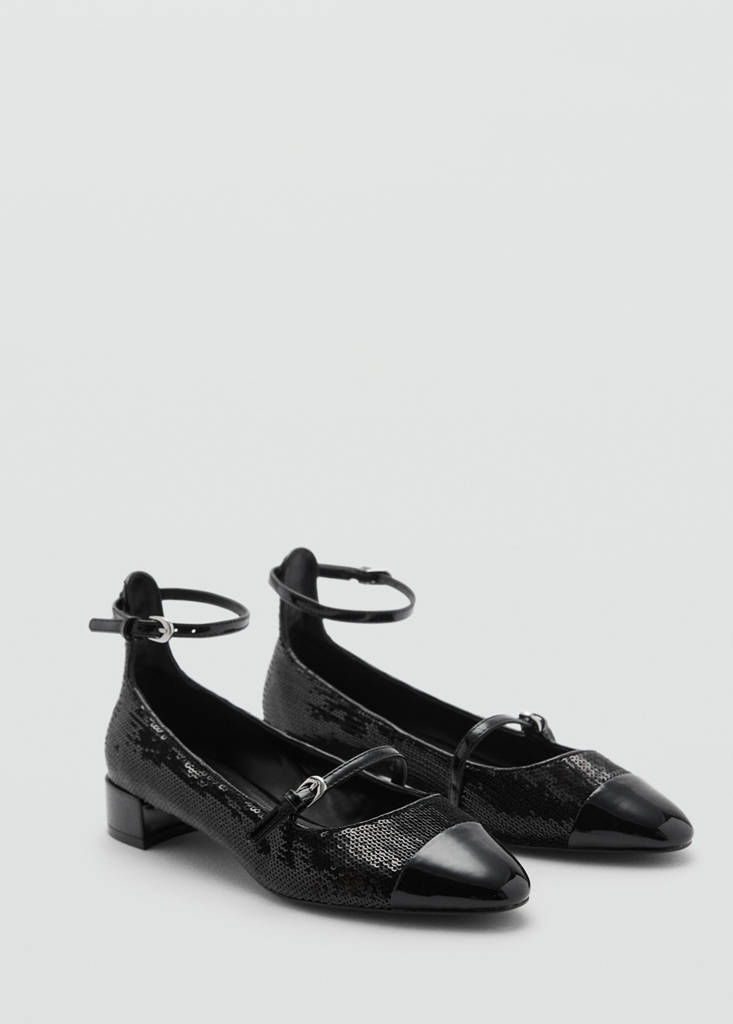 Sequin block-heel shoes — Black