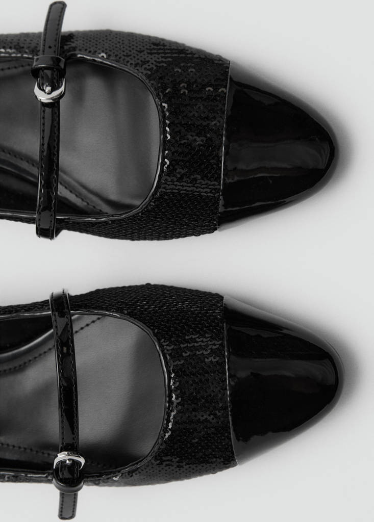 Sequin block-heel shoes — Black