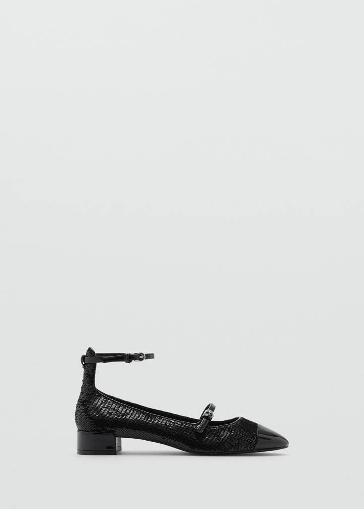 Sequin block-heel shoes — Black