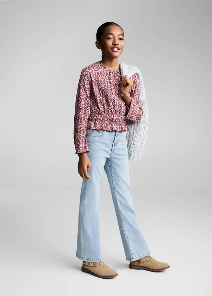 MANGO KIDS - Jean flare boutons bleu clair - 10 - Fille