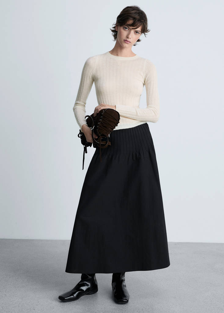 Ribbed round-neck sweater — Off White