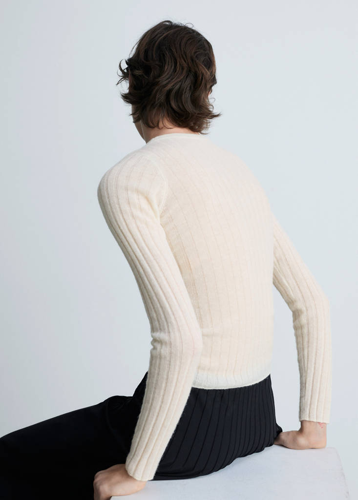 Ribbed round-neck sweater — Off White