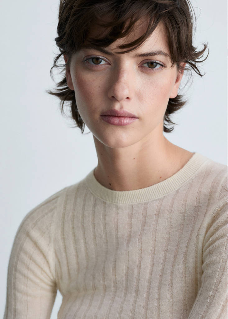 Ribbed round-neck sweater — Off White