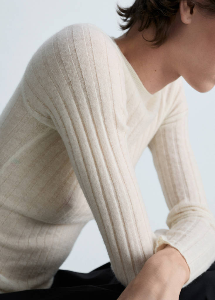 Ribbed round-neck sweater — Off White