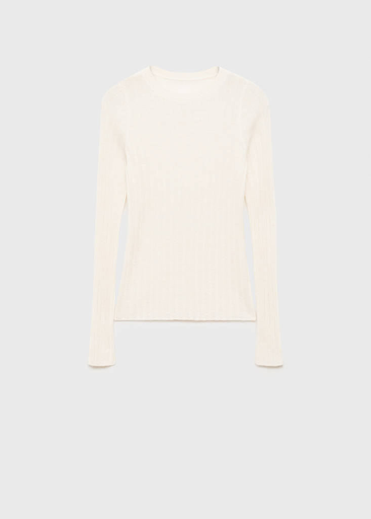 Ribbed round-neck sweater — Off White