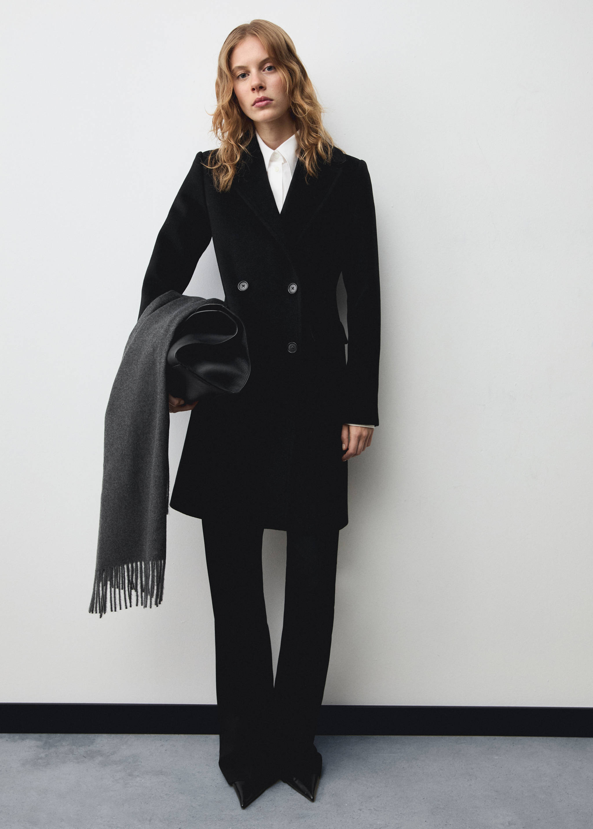 Double-breasted midi wool coat - General plane