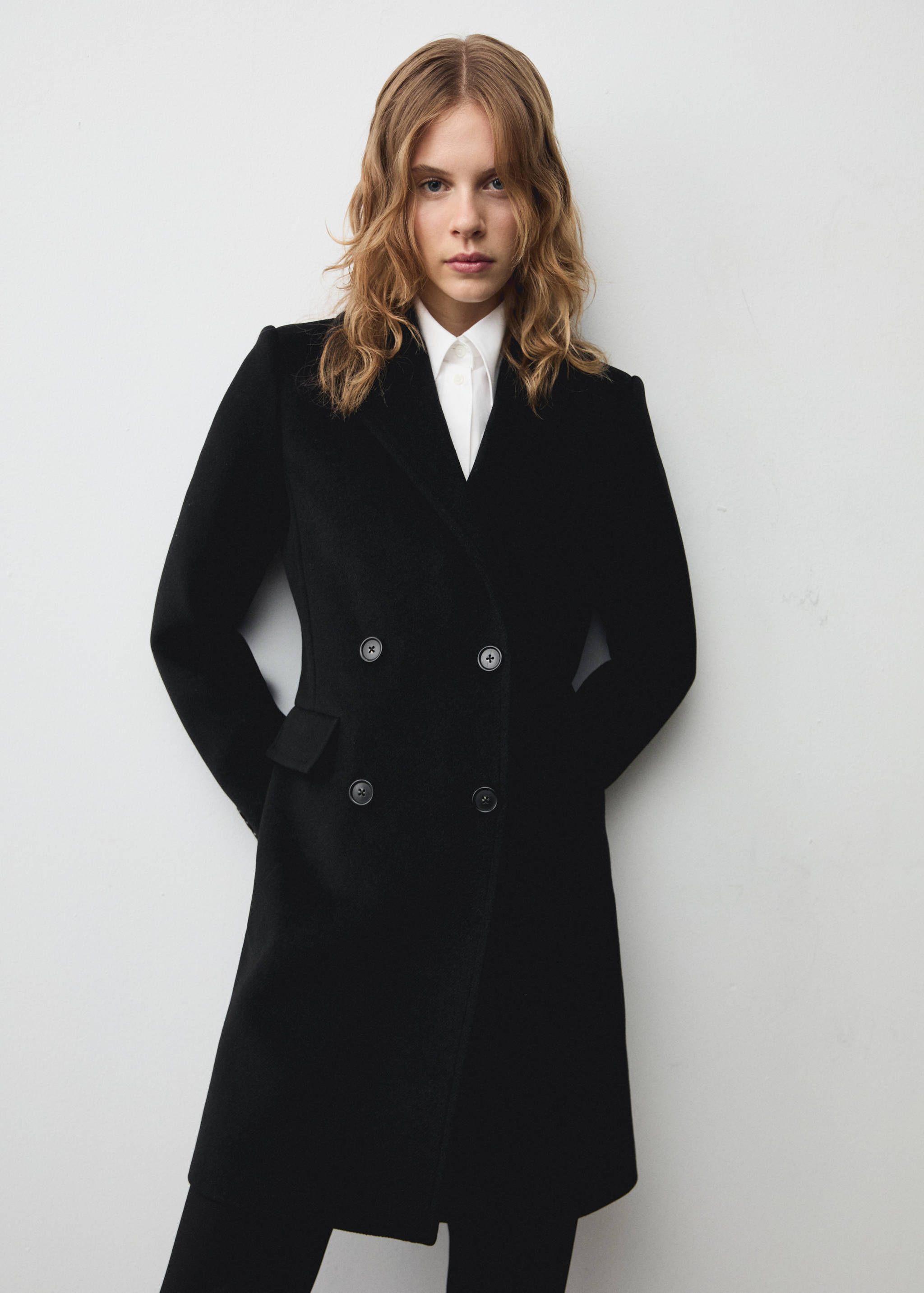 Double-breasted midi wool coat - Medium plane