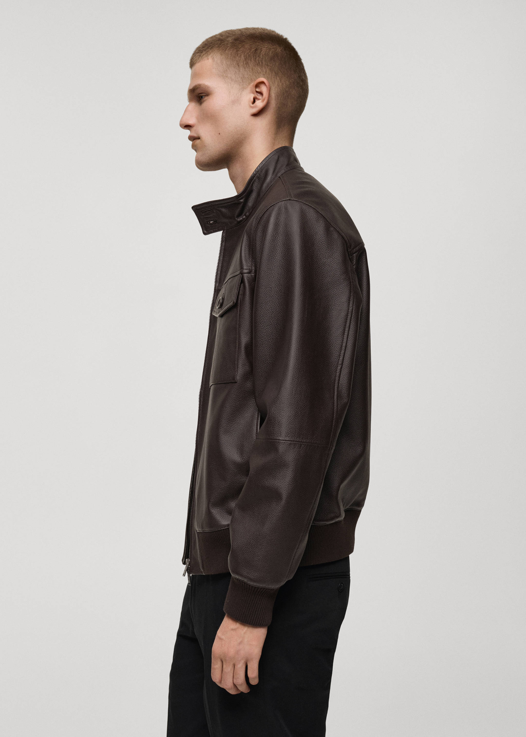 Pocket leather biker jacket - Details of the article 2