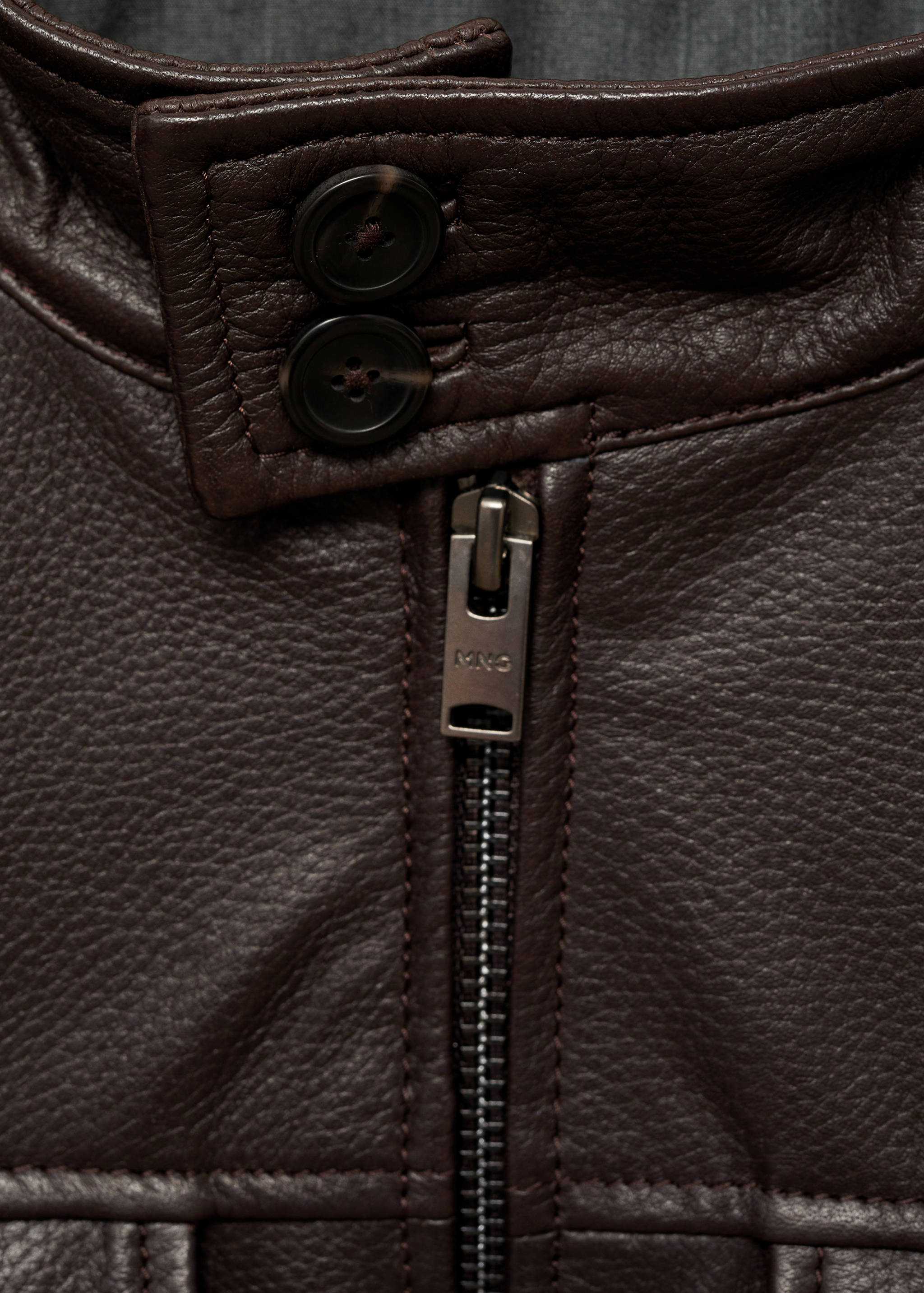 Pocket leather biker jacket - Details of the article 8