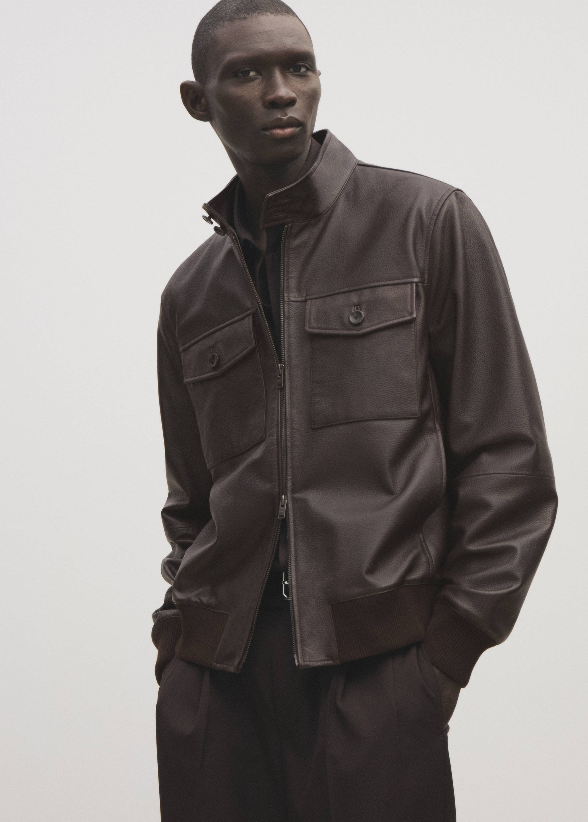 Pocket leather biker jacket - Details of the article 5